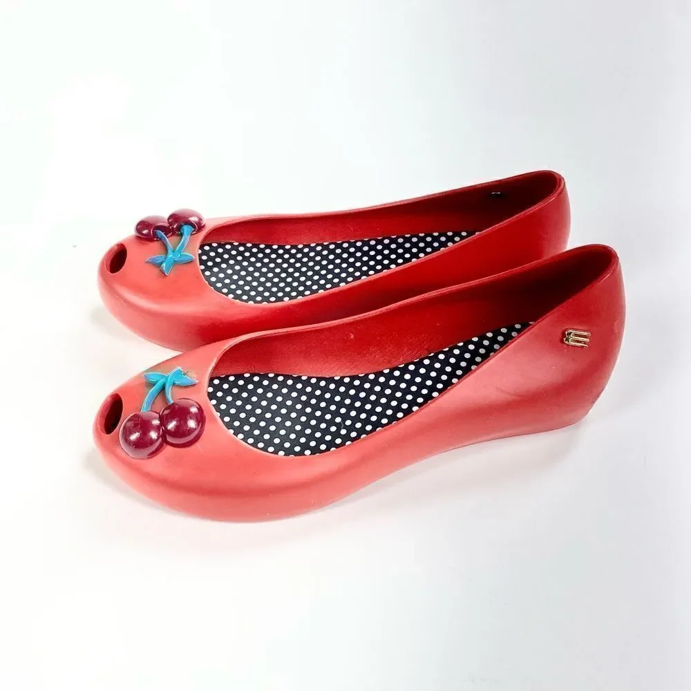 Melissa red cherry ballet flats 1